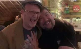 Avery Stempel and his friend Andrew sharing a happy moment